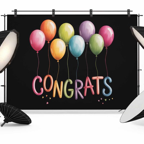 Graduation Season Photography Backdrop 7x5FT, Colorful Balloon Celebration Black Photo Backdrops, Background for Photography Studio Photo Studio Background, Back Drop for Photoshoot