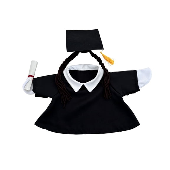 Graduation Season Porch Goose Outdoor Doctor Hat Costume for Party Celebration, Black Color, 42cm Size, Cloth Material, Perfect for Garden and Porch Display
