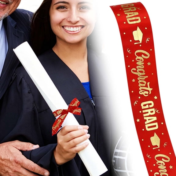 Graduation Season Ribbon Roll Decor, Class Of 2026 Craft Trim Display, Congrats Grad Wrapping Supply Accent, Commencement Party Decoration, 6 Style Options Collection