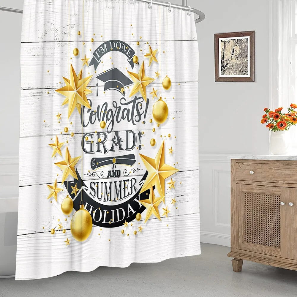 Graduation Season Shower Curtain for Bathroom with Polyester Fabric