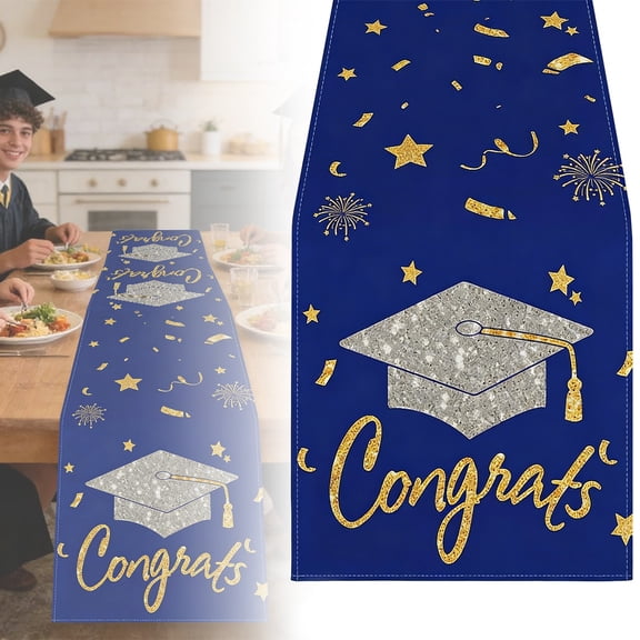 Graduation Season Table Runner, Ongmies 2026 Holiday Kitchen Dining Table Runners, Congrats Theme Table Decor, Festive Graduation Party Supplies for Dining Tables, Mantels, & Celebration Events
