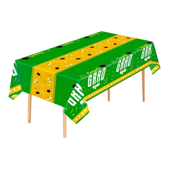 Graduation Season Tablecloth, Disposable Waterproof Grad Party Table Cover | School Bus & Diploma Design Table Decor for Graduation Celebrations, Class of 2026 Party Supplies