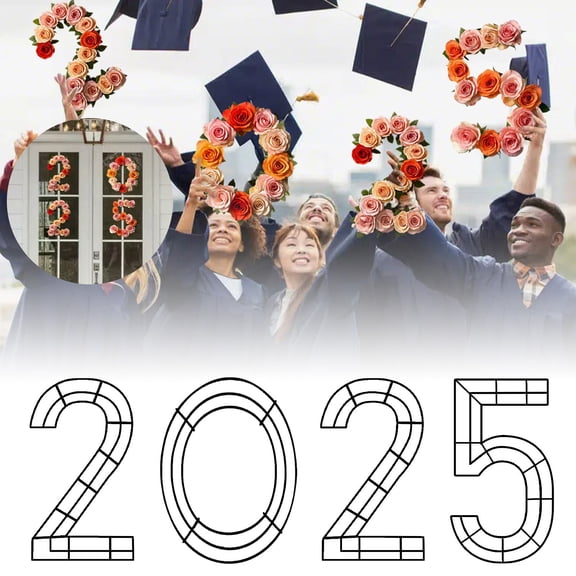 Graduation Season Wreath Wire Stand 2025 Shape Metal Wreath DIY Decoration Accessories for Events and Celebrations
