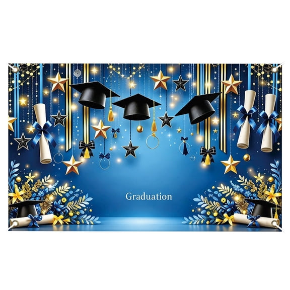 Graduation Season for Photo and Celebration Party Banner Decoration Prop Commencement Background Elegant Stage College High School Modern