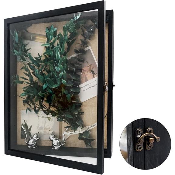 Graduation Shadow Box Frame 13x16, Large Graduation Frames with Glass Window, Metal Lock, Memory Box for Graduation Keepsake, Cap and Gown Black