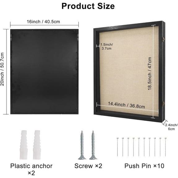 Graduation Shadow Box Frame 16x20 Display Case with Linen Back, Plexiglass Window Door with Hinge, Picture Frame Wedding Bouquet Memorabilia Medals Photos Memory Box for Keepsakes Black