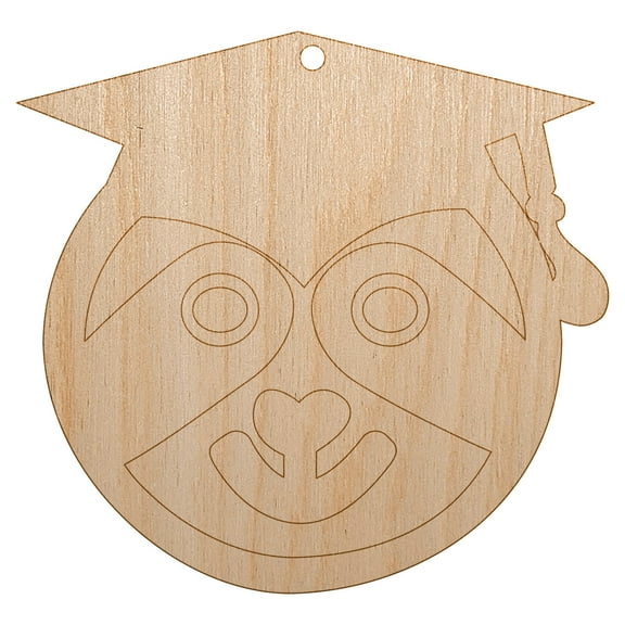 Graduation Sloth Wood Holiday Christmas Tree Ornament Unfinished DIY Pre-Drilled Craft