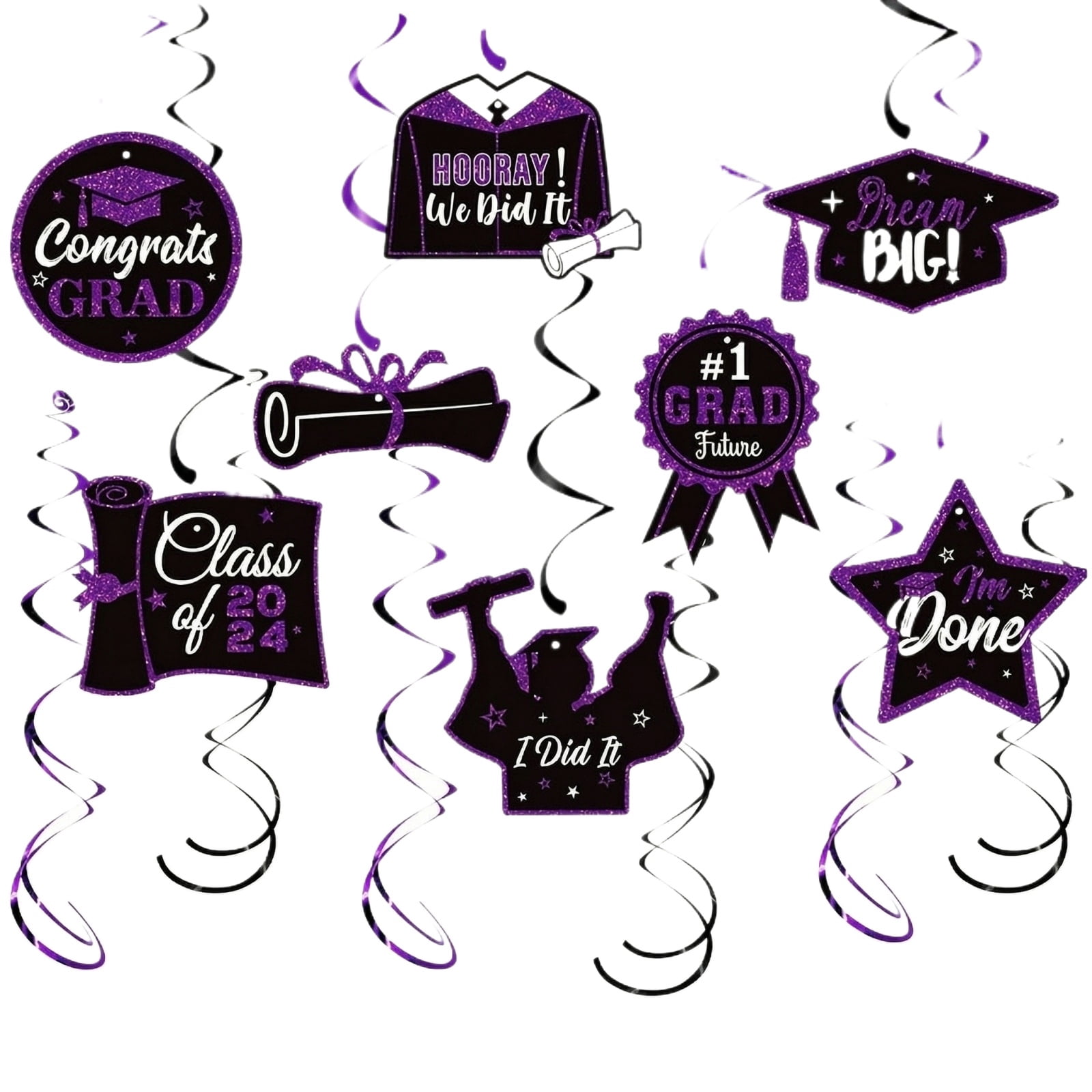 Graduation Spiral Swirl Hanging Decorations, 2024 Graduation Theme, 1 Set Party Supplies Kit,Suitable for Graduation Party Decorations