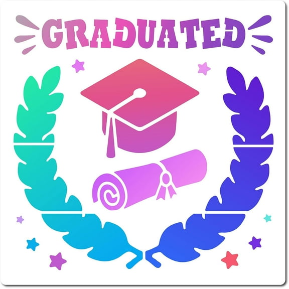 Graduation Stencils 3030CM Graduation Hat and Diploma Template Reusable Sign Square Stencil for DIY Making
