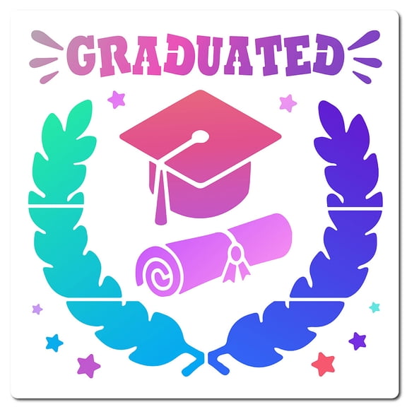 Graduation Stencils 3030CM Graduation Hat and Diploma Template Reusable Sign Square Stencil