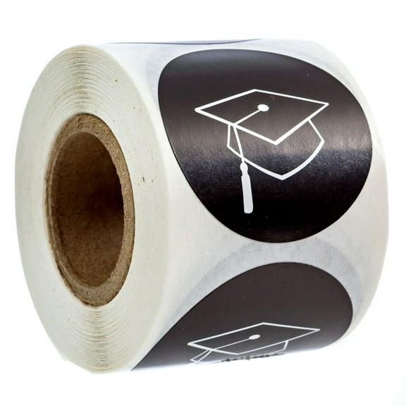 Graduation Stickers / 250 Graduate Labels / 1.5" Black And White High School College Class Of 2024 Grad Cap Envelope Seals / Made In The USA