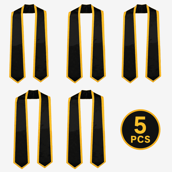 Kabuer Graduation Stole Black Graduation Sash Satin Honor Stole for Class of 2026 Unisex Adults, 72 Inch, 5 Pack ( Black)