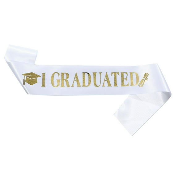Graduation Stole, Tyeign 2025 Graduation Season Fashion Etiquette Shoulder Strap Ribbon Belt Graduation Decoration Graduation Customized Accessories Suitable for Male And Female Bachelor'S White