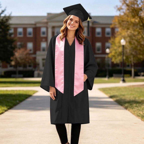 Graduation Stole for Academic Achievement Satin Finish Ceremonial Sash for Commencement High School and College Students, Pink