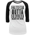thumbnail image 1 of Graduation Straight Outta College 2018 Juniors 3/4 Sleeve Raglan T Shirt White-Black MD, 1 of 1
