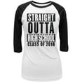 thumbnail image 1 of Graduation Straight Outta High School 2018 Juniors 3/4 Sleeve Raglan T Shirt White-Black SM, 1 of 1