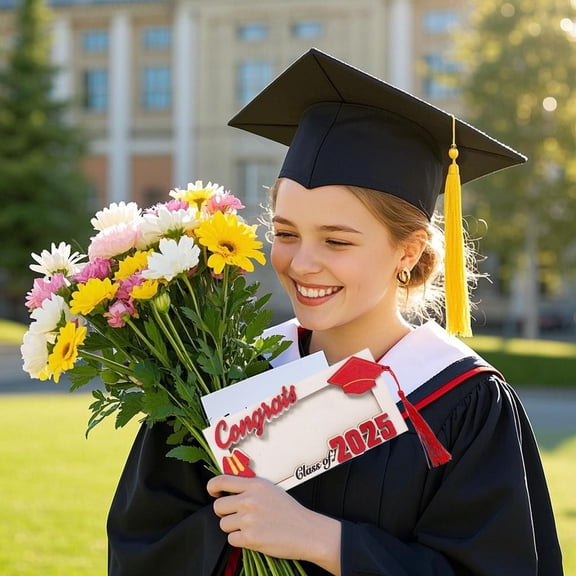 Graduation For Students Handmade Wooden Keepsake 2025 Graduation Keepsake Wooden Card Holder With Tassel For Graduates (Black/Blue/Red) 9x19cm Memory Envelope