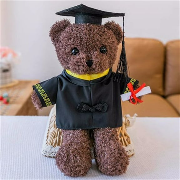 Graduation Stuffed Bear, Class Of 2023 Plush Toy with Black Cap Diploma & Soft Fabric, Weighted Body for Cuddling, Special Graduation Gift for Graduates, Decorative Companion
