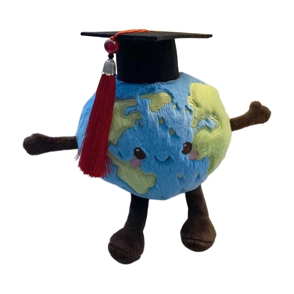 Graduation Stuffed Earth Plush, Lovely 5 Inch Planet Plush with Graduation Cap, Soft Plushie Pillow for Graduation, Birthday Gift, Home Decor and 2026 Graduation Decor