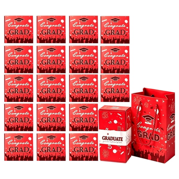 Graduation Surprise Explosion Gift Box Set for High School or College Parties Includes 16 Pieces with Decorative Patterns and Graduate Lettering