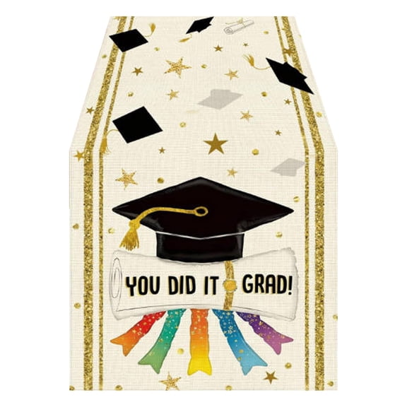 Graduation Table Banner For Party 2025 Themed Tablecloth Kitchen Living Room Polyester Decorative Table Runner