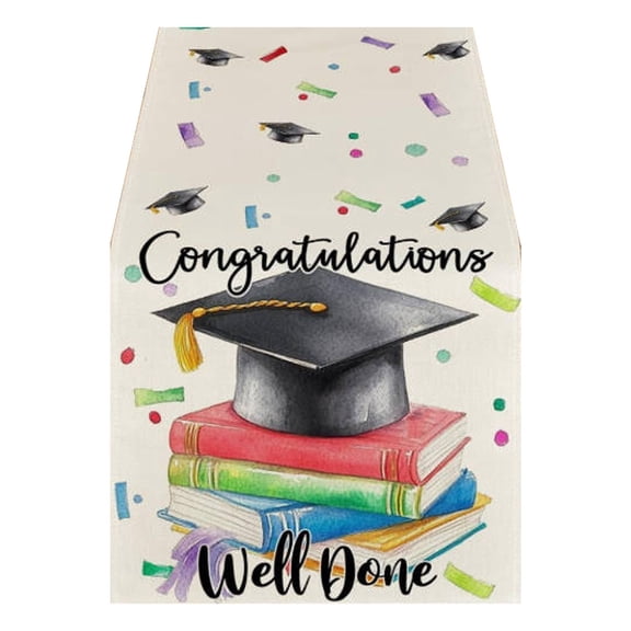 Graduation Table Banner For Party 2025 Themed Tablecloth Kitchen Living Room Polyester Decorative Table Runner Washable Table Table Runners for Centerpieces for Tables Champagne Table Winter Table