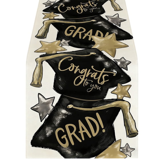 Graduation Table Runner Congrats Grad Class of 2026 College High office Home Kitchen Dining Room Party Table Decor, 1 Table Runner
