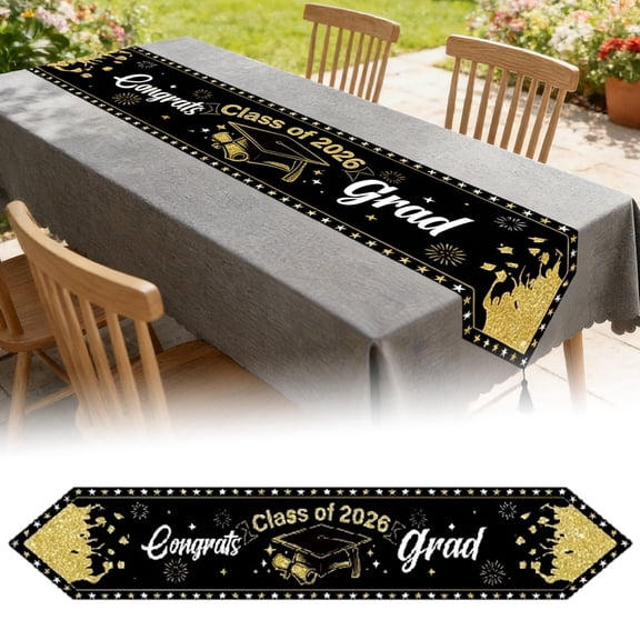 Graduation Tablecloth Class of 2026, Congrats Grad Table Cloths, Graduation Table Cover for Graduation Tables Decorations Party Decor Supplies Favors, 71 x 12 Inch