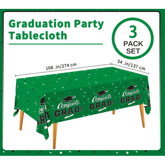 Graduation Tablecloths Graduation Party Table Decorations Waterproof Plastic Rectangular Disposable Table Cover for Congrats Grad Party Supplies 3PCS 54x108 Inch