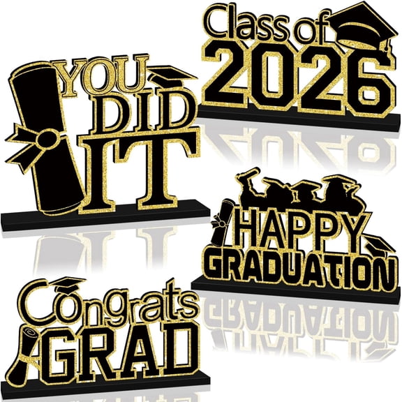 Graduation Tabletop Decorations Set of 4 Class of 2026 Graduate Decor Indoor Centerpieces for 2026 Graduation Congratulate Tiered Tray Decor