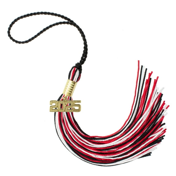 Graduation Tassel 2025 Black/ Red / White - Tassel Depot Brand