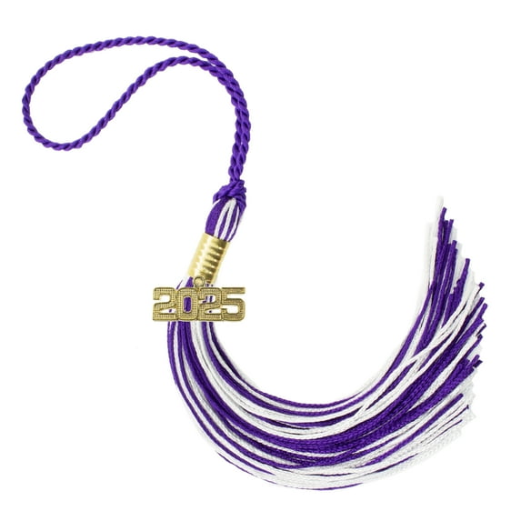 Graduation Tassel 2025 Purple / White -Tassel Depot Brand