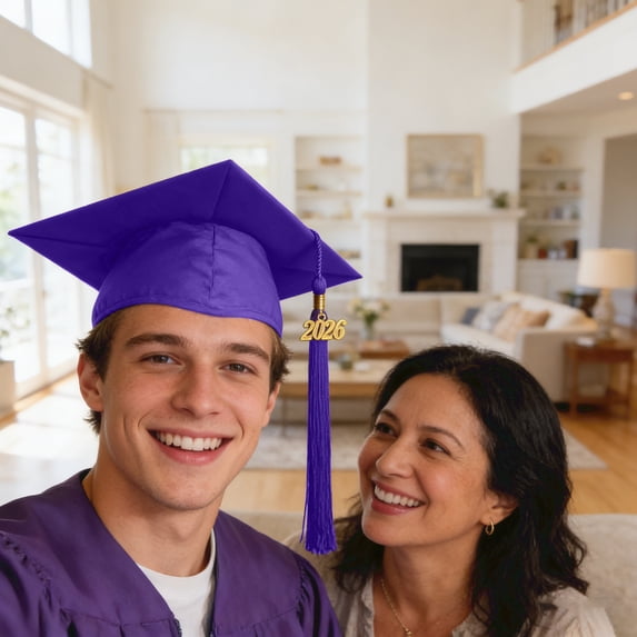 Graduation Tassel 2026 Charm High School Graduation Gifts Purple Fabric Cap Decorations Grad Cap Topper Party Supplies Set