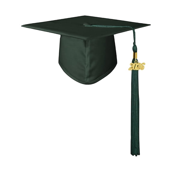Graduation Tassel 2026 Decor, Forest Green Bachelor Cap, Fabric Cotton Build, Photo Shoot Accessory, High School Event