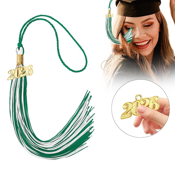 Graduation Tassel with Charm Verdsylv Class of 2026 Graduation Tassel with Year Charm - 1Pc Hat Decoration for Bachelor Gown & Graduation Cap Accessory, Cap Accessory, Green