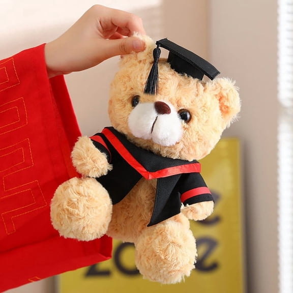Graduation Teddy Bear with Black Cap & Red Trim Gown,Graduation Keepsake Gift,Perfect for Graduation Parties,Bedroom and Home Decor