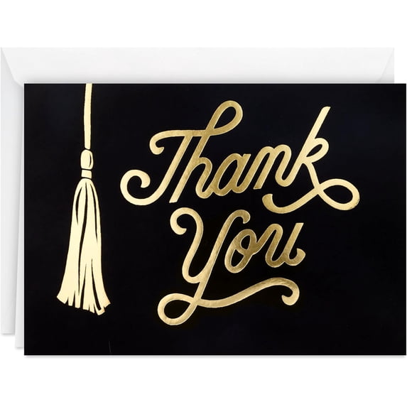 Graduation Thank You Cards with Envelopes, Black and Gold Tassel, Class of 2026 (Bulk 40 Pack Cards) for High School, College, University