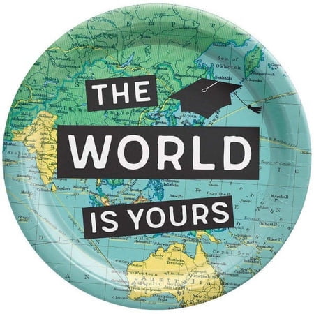 Graduation 'The World Awaits' Extra Large Paper Plates (18ct)