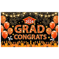 thumbnail image 1 of Graduation Theme 2024 Banner Orange Balloons Congrats Backdrop for Graduation Celebration Party Decor Ceremony, 1 of 7