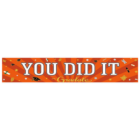 Graduation Theme Banner Congratulations Banner Decorative Graduation Cap Orange Decor for Graduation Party Ceremony Celebration