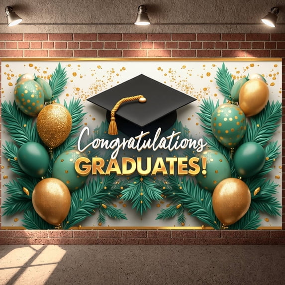 Graduation Theme Graduation Banner Gold Glitter Graduate Backdrop Purple Background Graduation Cap Design Graduation Display for Graduation Ceremony College Graduation Graduation Party