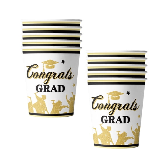 Graduation Theme Paper Cups 10 Pack, Disposable Drink Cups for Graduation Party, Class of 2026 Decorated Cups for Ceremony Celebrations and Toast