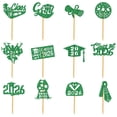 thumbnail image 1 of Graduation Theme Party Cake Decorations Supplies,Class Of 2026 Graduation Cupcake Toppers,Graduation Cake Decorations 2026,Cake Picks & Toppers For Congrats Grad,Prom 2026 Cupcake Toppers,Green,12PCS, 1 of 9