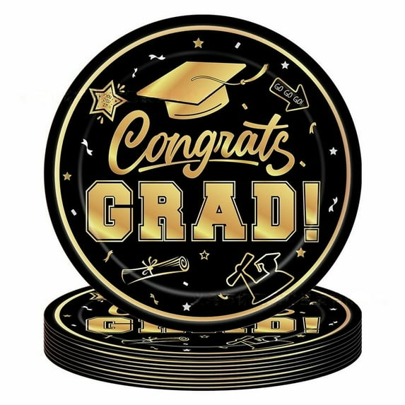 Graduation Themed Paper Plates & Napkins - Commencement Party Decor for Diplomas