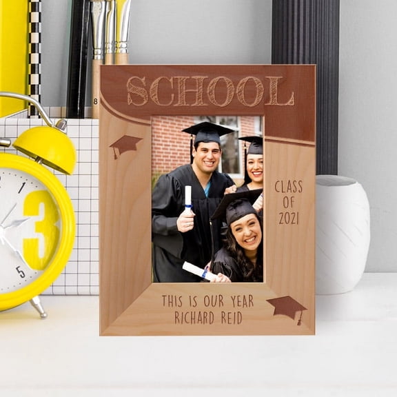Graduation This Is Our Year Personalized Wooden Frame 3 1/2" x 5" Brown (Vertical)