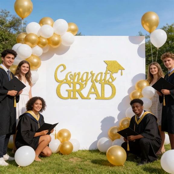 Graduation Wall Decal Sticker, Glitter Grad Cap Letter for Student Ceremony Wall Decor