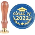 thumbnail image 1 of Graduation Wax Seal Stamp Class of 2022 Vintage Sealing Wax Stamps Cap 30mm Removable Brass Head Sealing Stamp with Wooden Handle for Wedding Invitations Graduation Envelope Christmas Wrap, 1 of 6