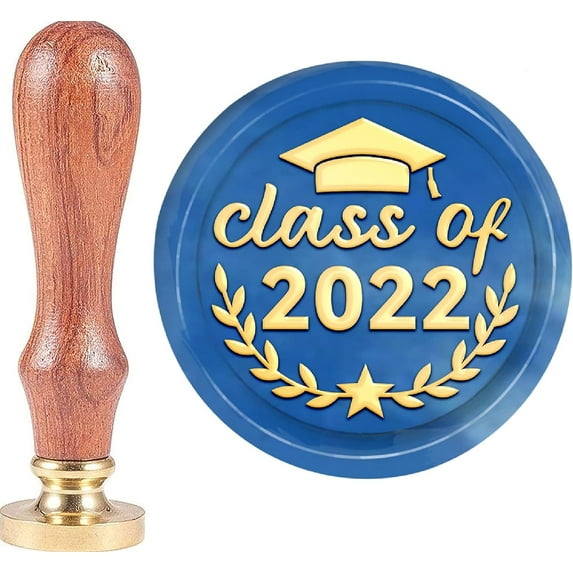Graduation Wax Seal Stamp Class of 2022 Vintage Sealing Wax Stamps Cap 30mm Removable Brass Head Sealing Stamp with Wooden Handle for Wedding Invitations Graduation Envelope Christmas Wrap