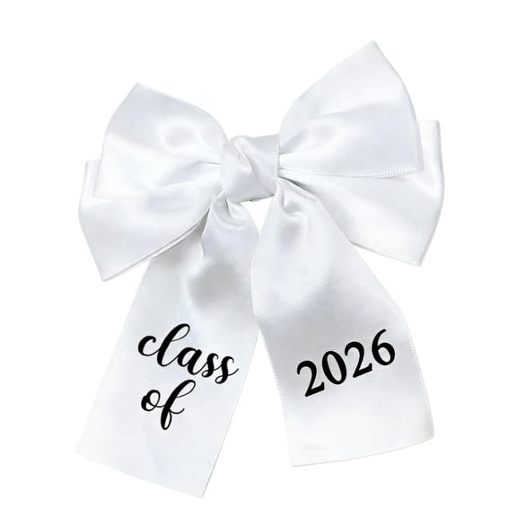 Graduation White Satin Bow, 1314.5cm Hair Accessory, Satin Bow for Grad Gown & Daily Wear