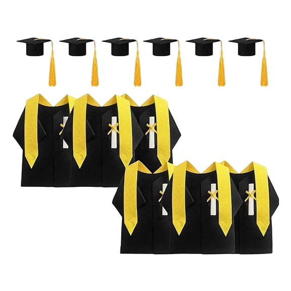 Graduation Bottle Covers 6 Sets with Caps Gowns and Tassels, Class of 2026 Decor Bottle Cap Bottle Topper for Graduation Party Table Decorations Celebration Props